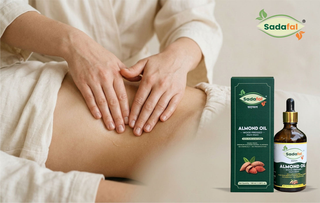 Sadafal Almond Oil for Skin applied on scars and stretch marks