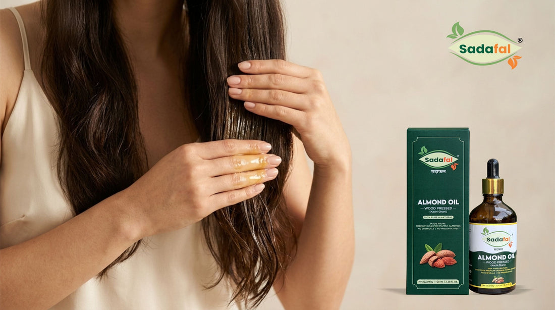 Sadafal Almond Oil for Hair as part of a women's hair care routine