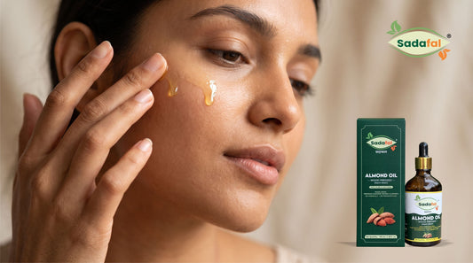 Sadafal Cold Pressed Almond Oil applied on the face overnight