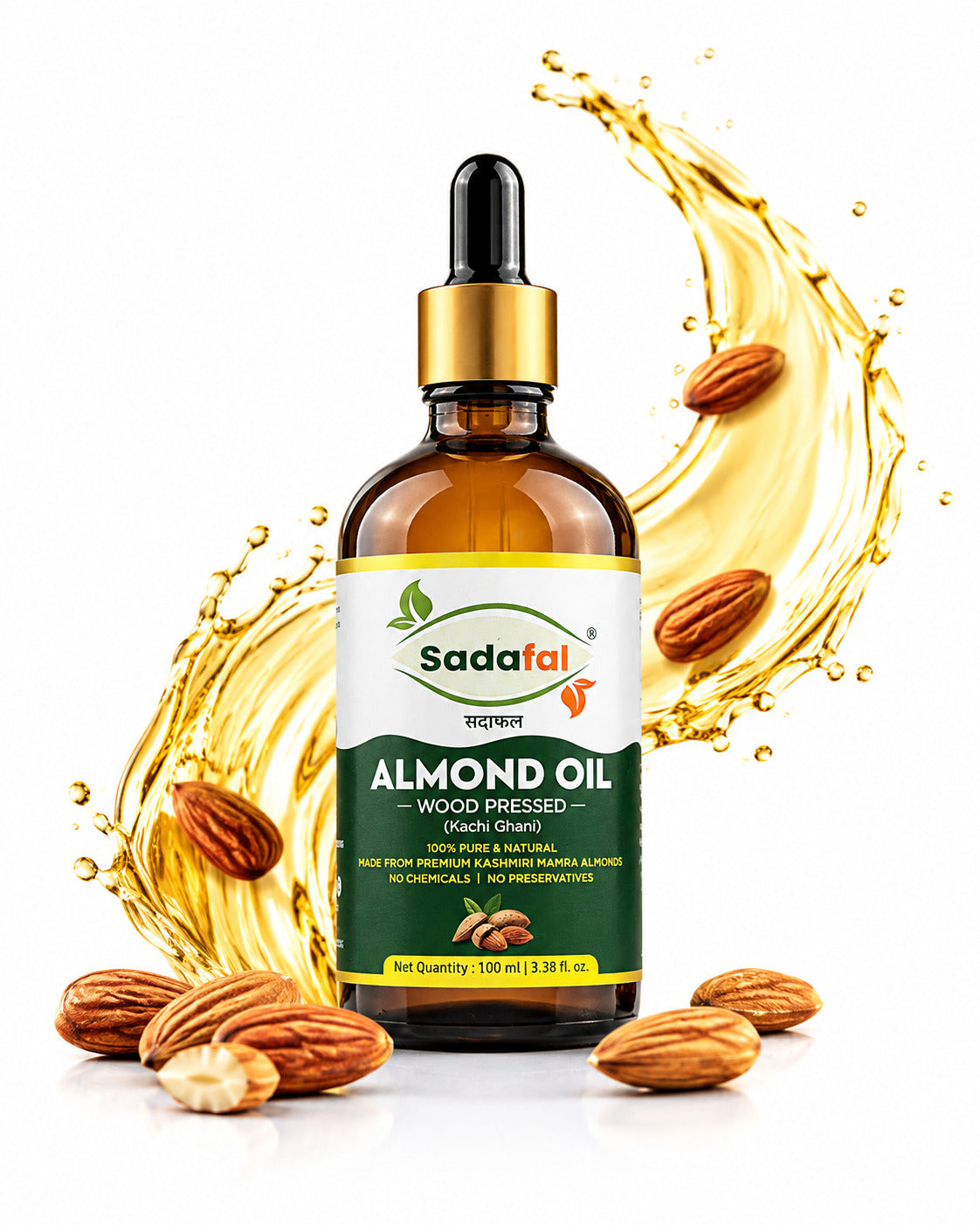 Sadafal Cold Pressed Almond Oil for Face, Hair Growth & Skin | 100ml